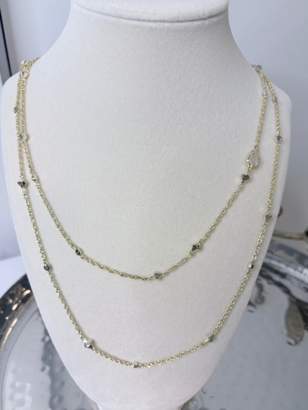 Kendra Scott gold double necklace w White Drusy stone